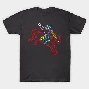 80's Gift 80s Retro Neon Sign Cowboy T-Shirt